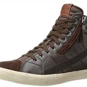 Diesel Men's D-Velows D-String In Leather Fashion Sneaker Java size 9